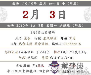 庚子鼠2020年正月初十有什麼時辰吉兇和宜忌？(圖文)