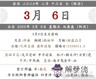 2020年農歷二月十三各時辰吉兇宜忌查詢(圖文)