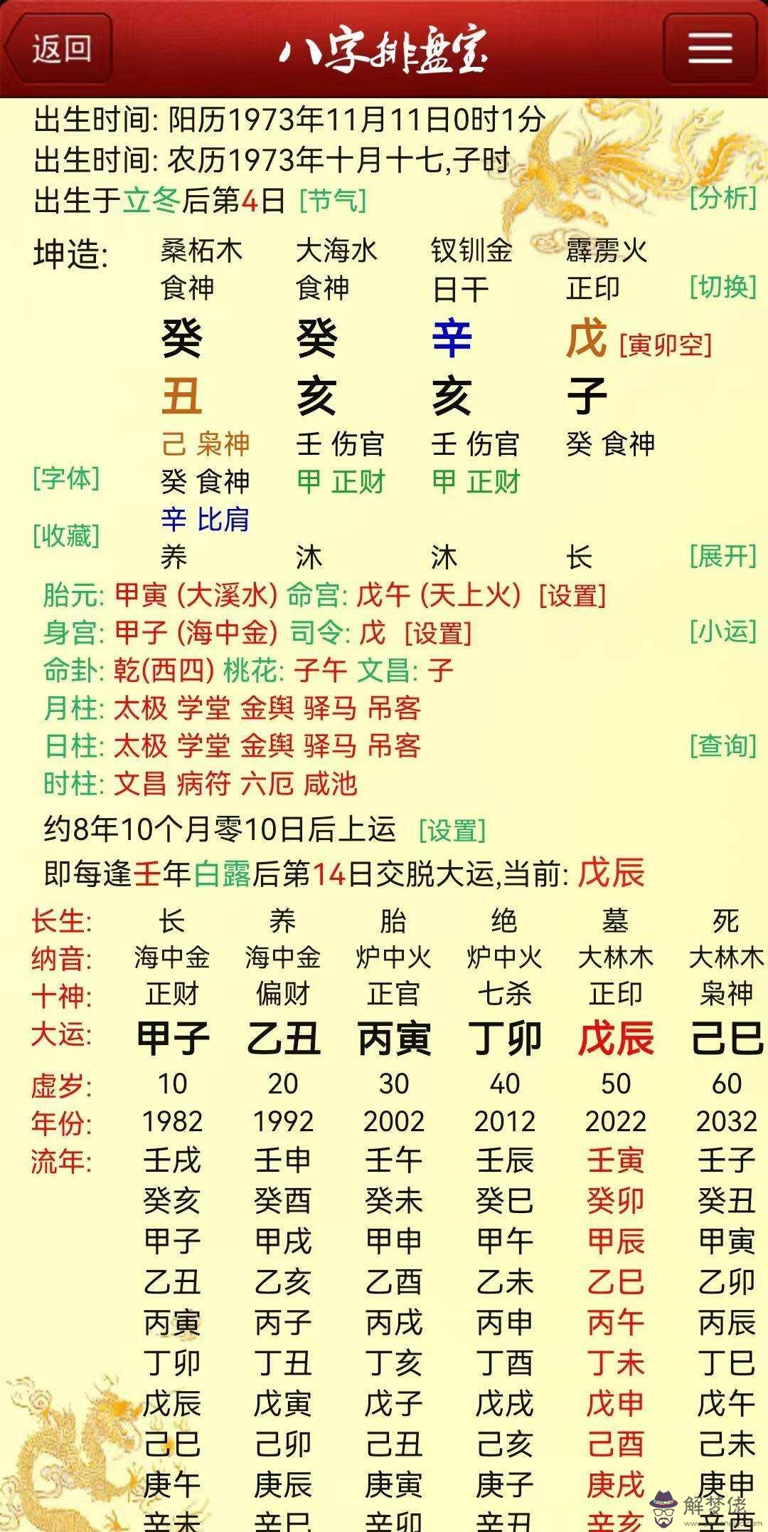 包含生辰八字五行查詢表下載的詞條