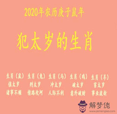 2020年犯太歲生肖及化解